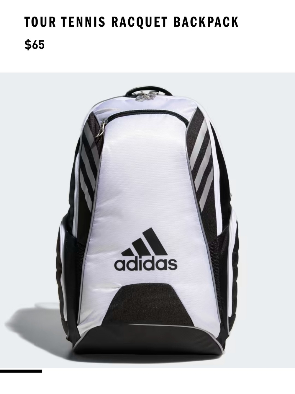 adidas White and Black Tour Tennis Backpack